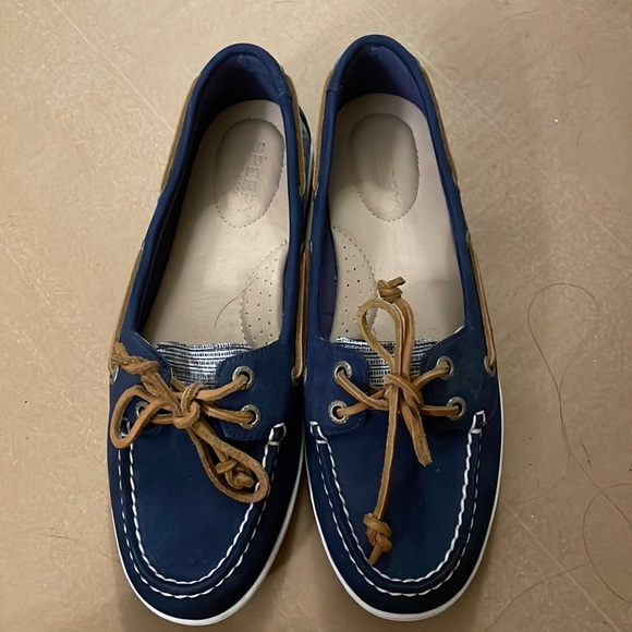 Sperry Shoes Sperry Womens Boat Shoes Navy Suede Like Fabric